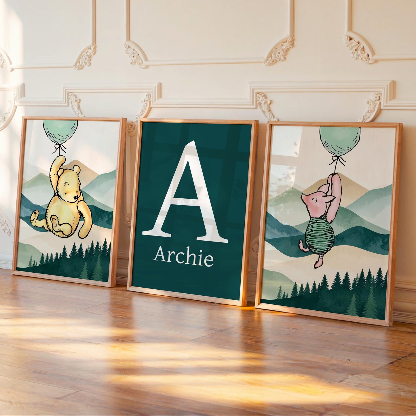 3x Winnie The Pooh Nursery Prints