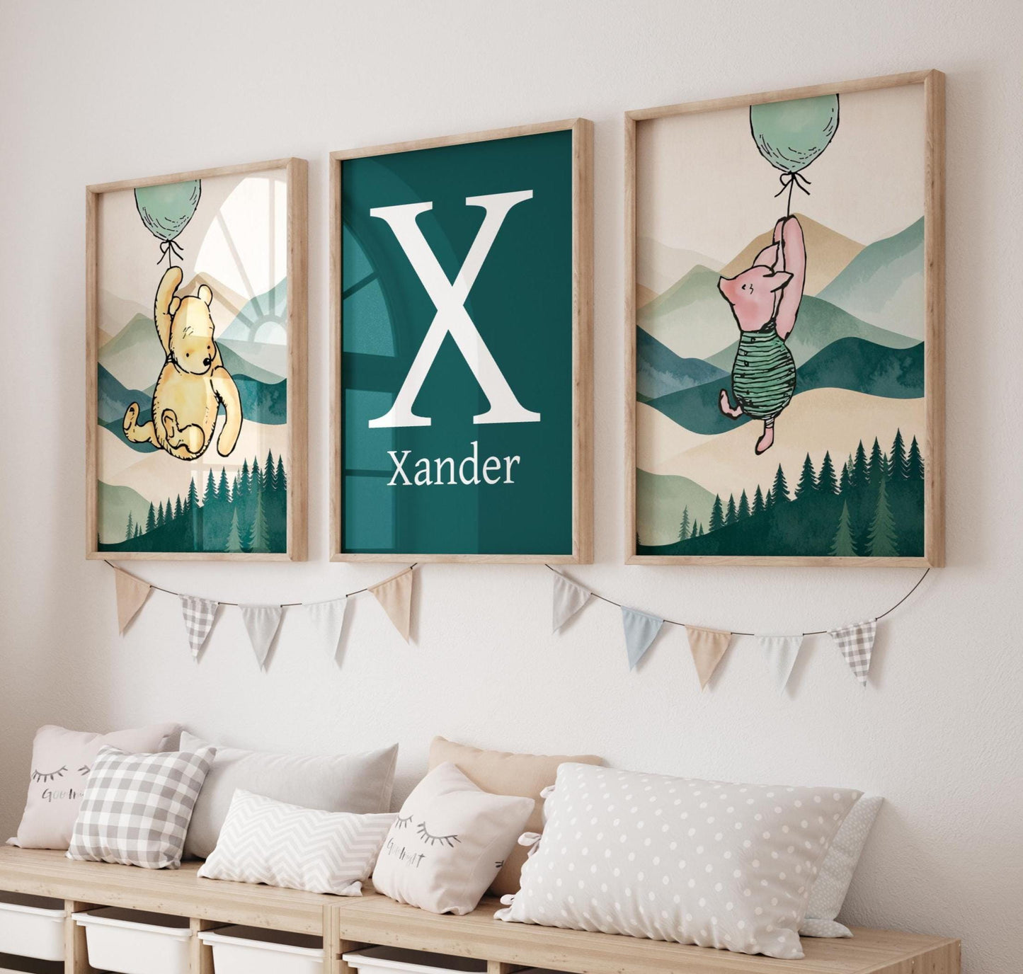 3x Winnie The Pooh Nursery Prints
