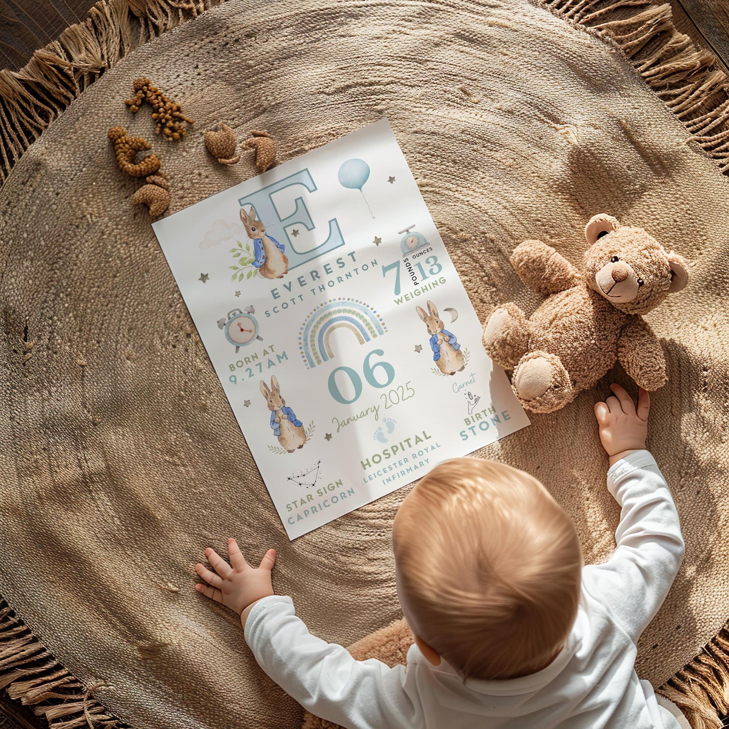 Peter Rabbit New Baby Birth Details Print