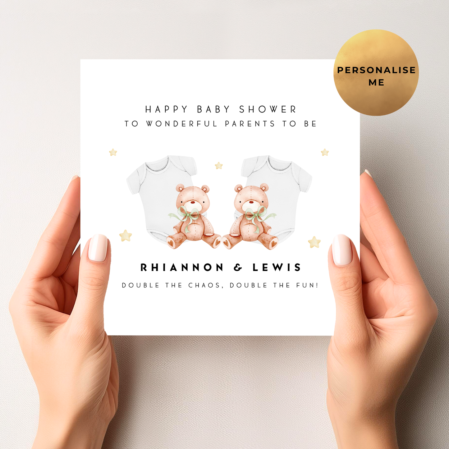 Gender Neutral Baby Shower Card For Twin Mum