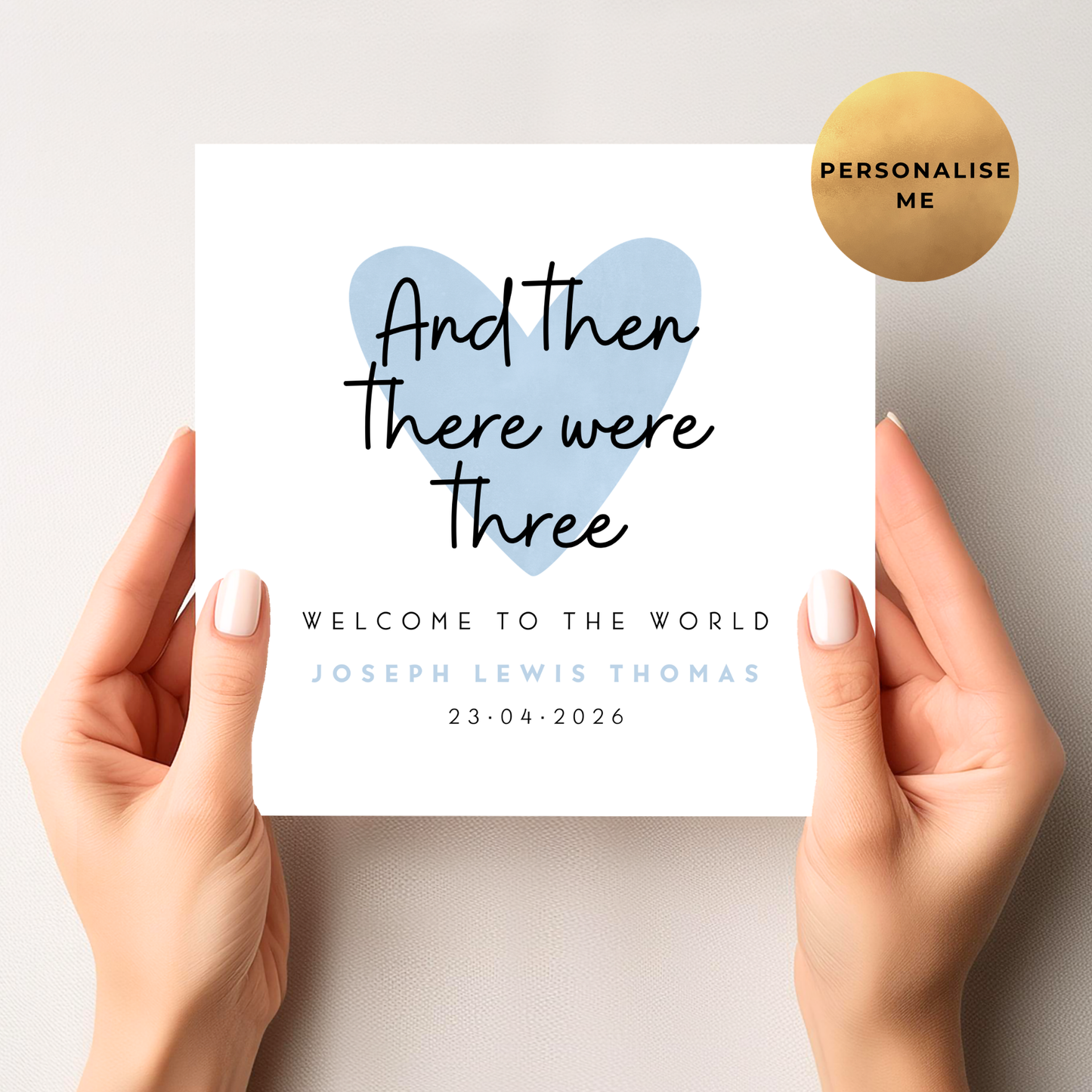 Then There Were Three New Baby Card For Little Boy