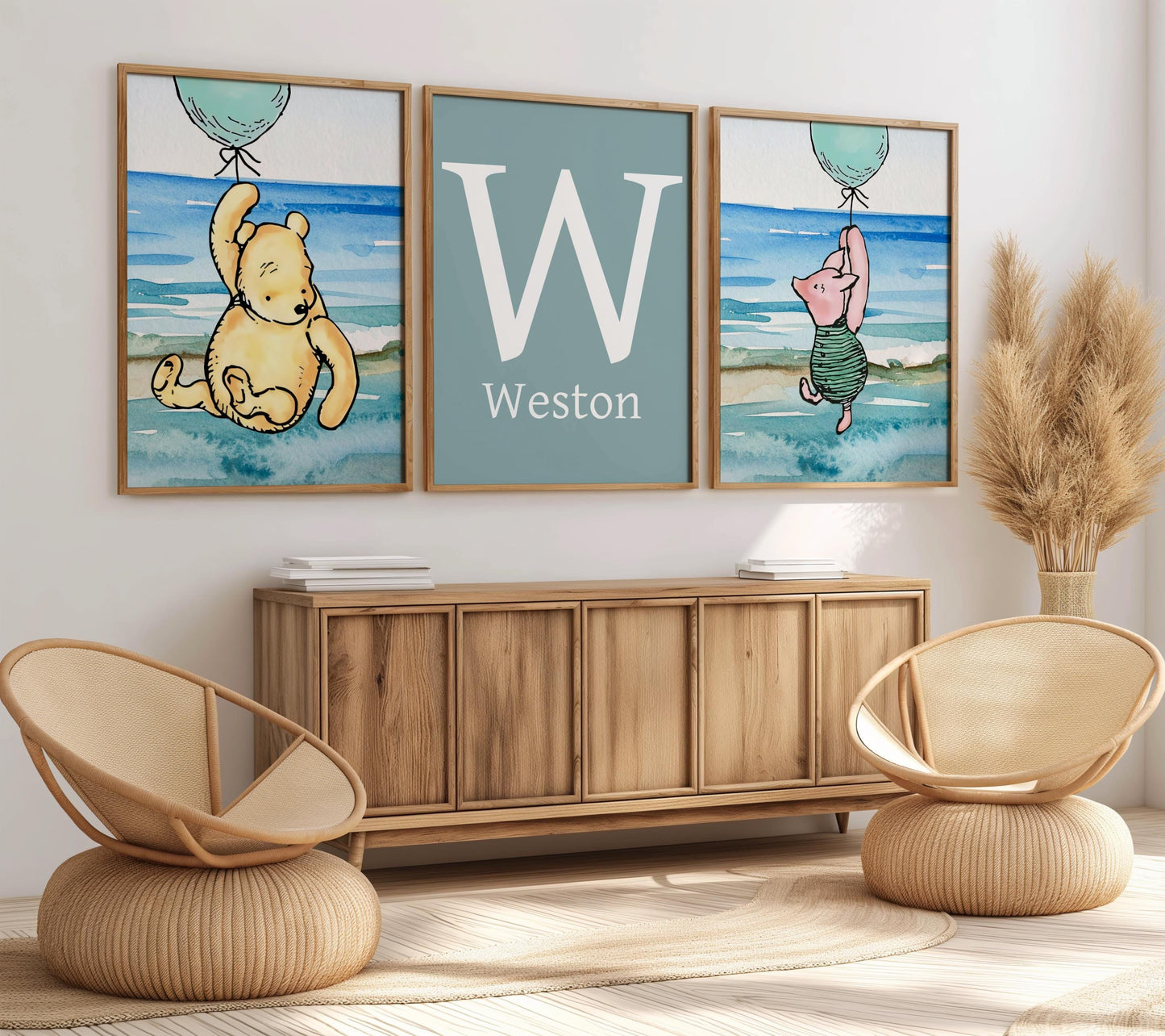 3x Winnie The Pooh Nursery Prints