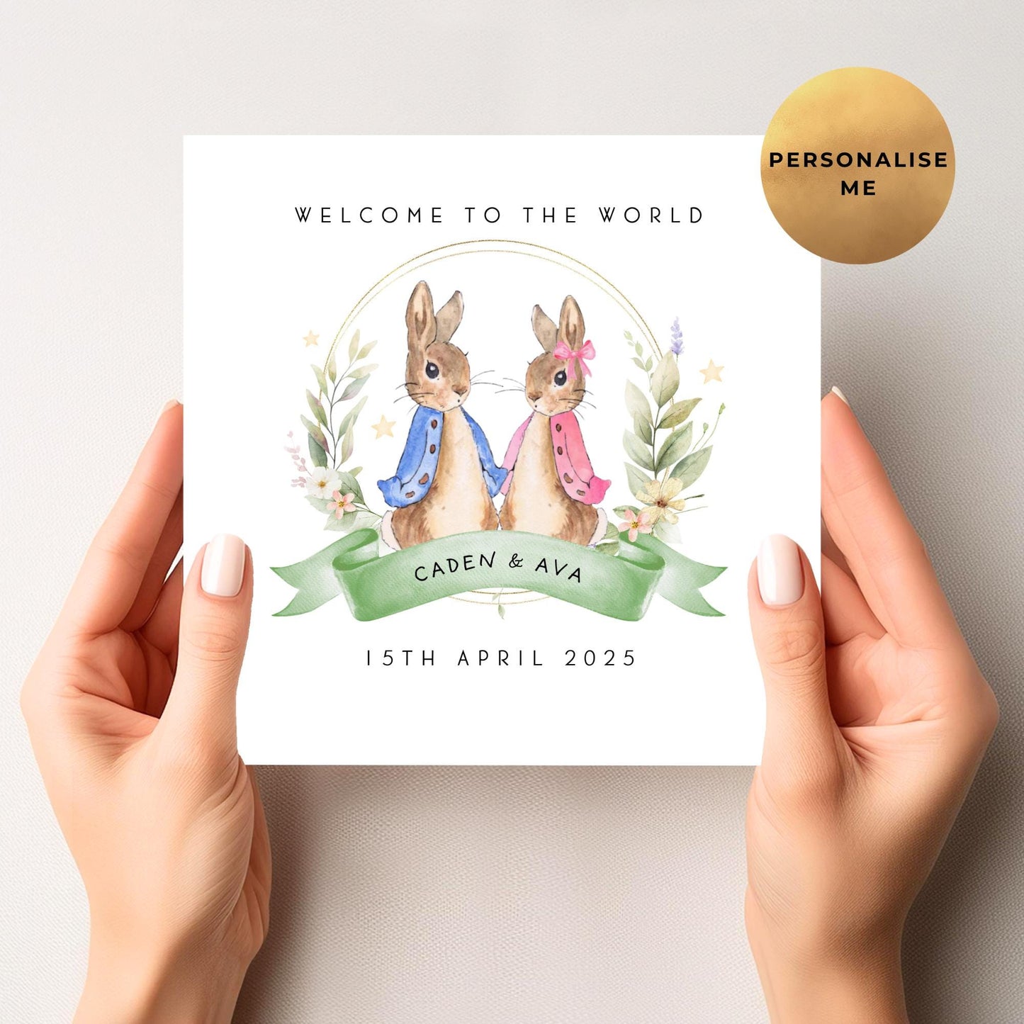 New Baby Card For Boy & Girl Twins