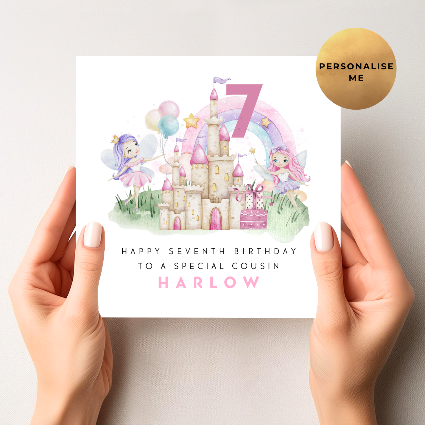 Princess \ Fairy Age Birthday Card For Little Girl