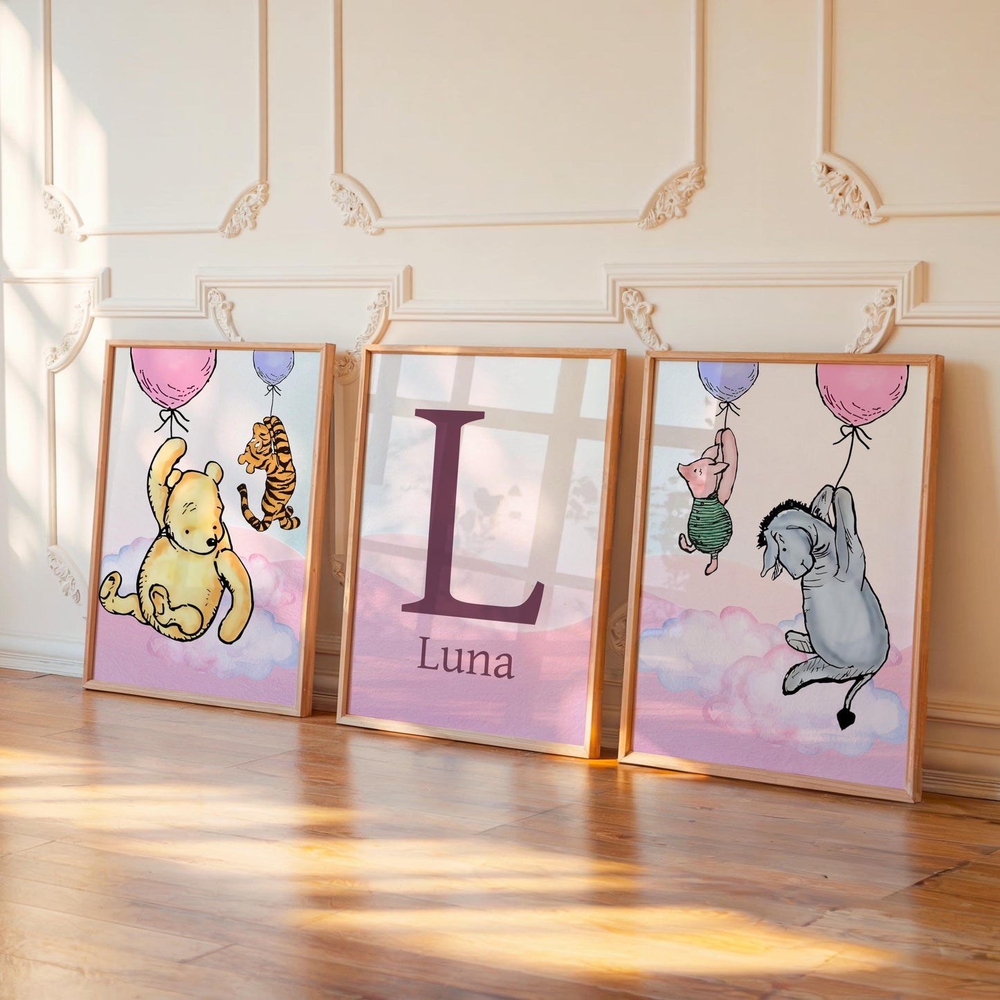 3x Winnie The Pooh Nursery Prints
