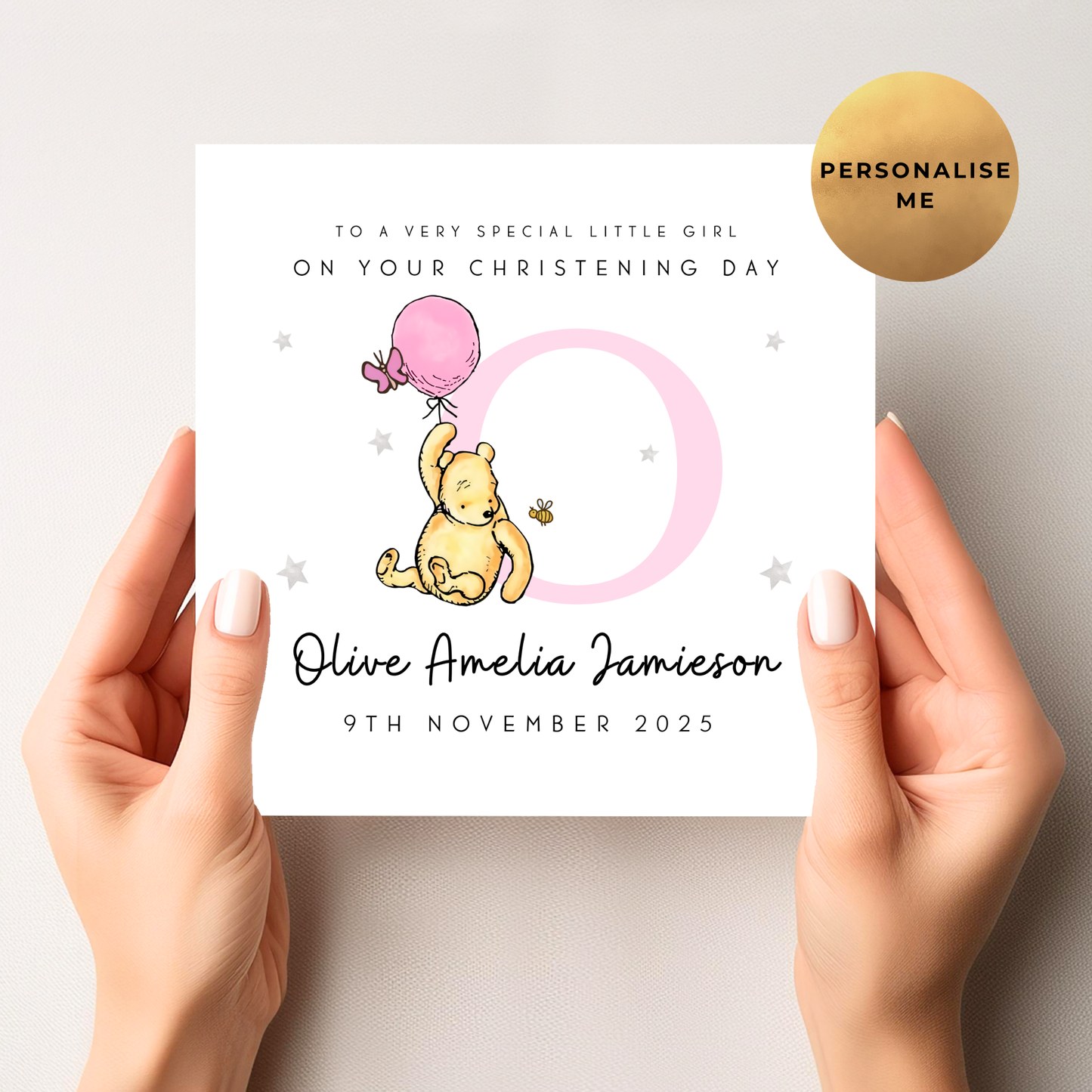 Winnie The Pooh Religious Occasion Card For Little Girl