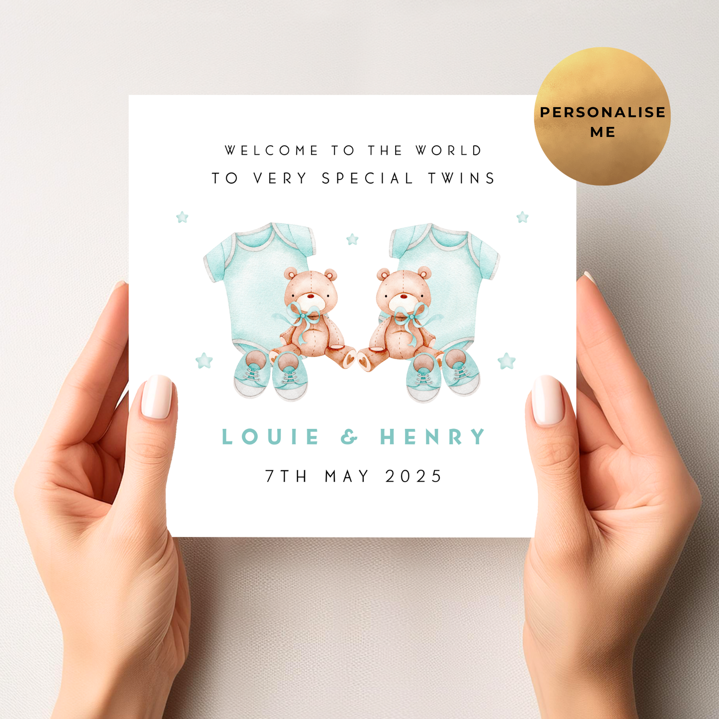 New Baby Card For Twin Boys