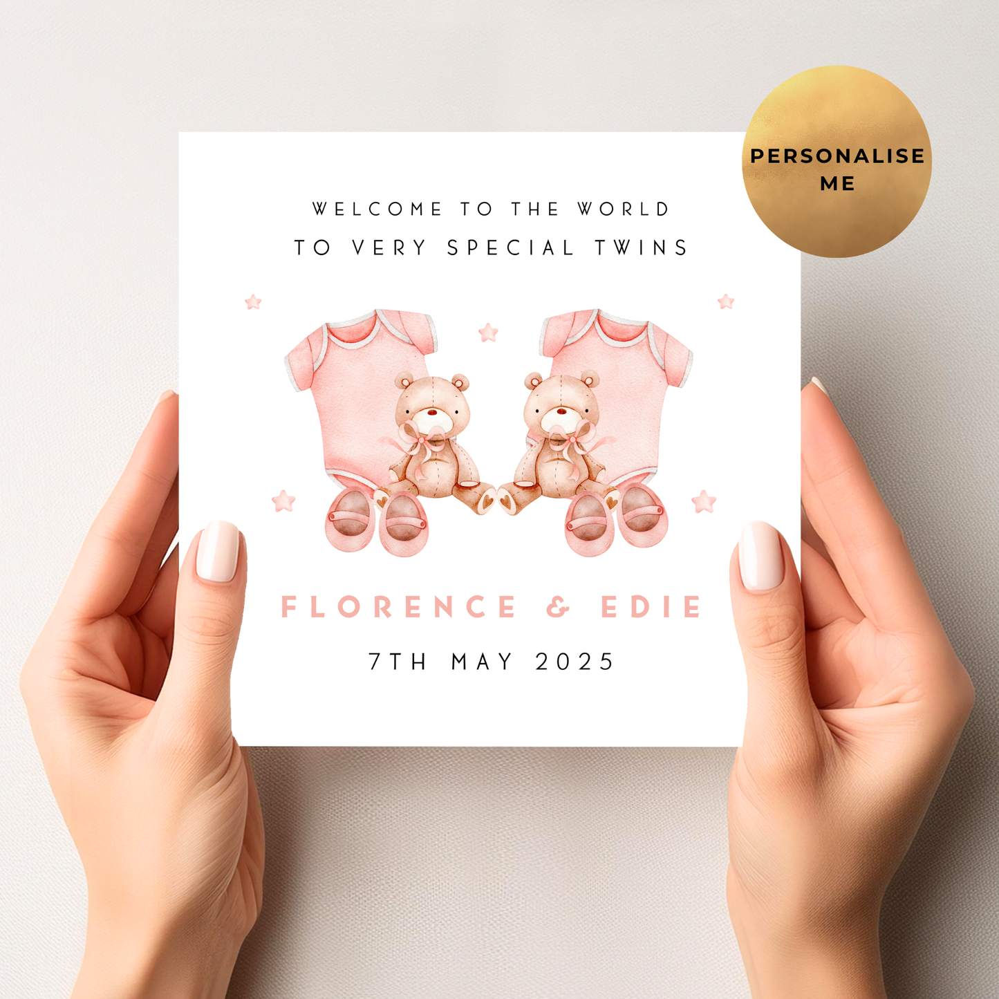 New Baby Card For Twin Girls