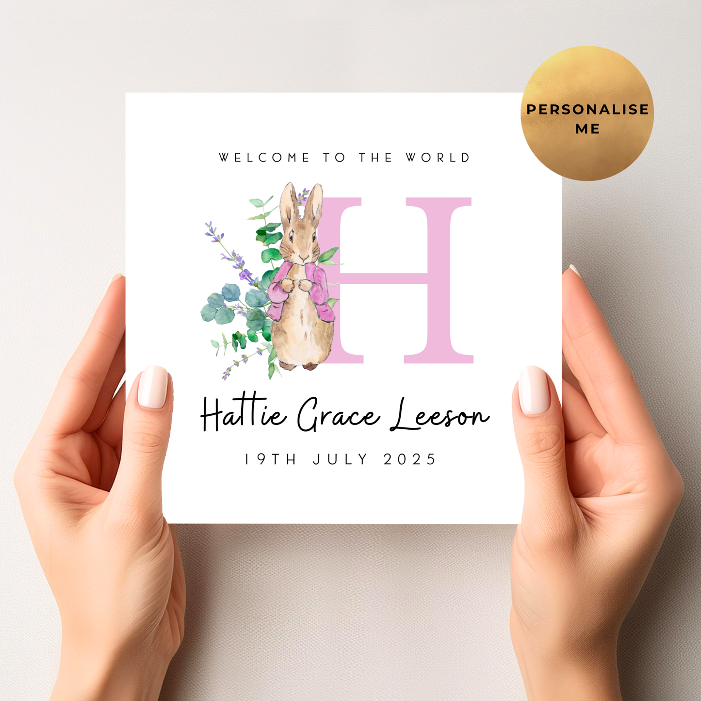 Peter Rabbit New Baby Card For Little Girl