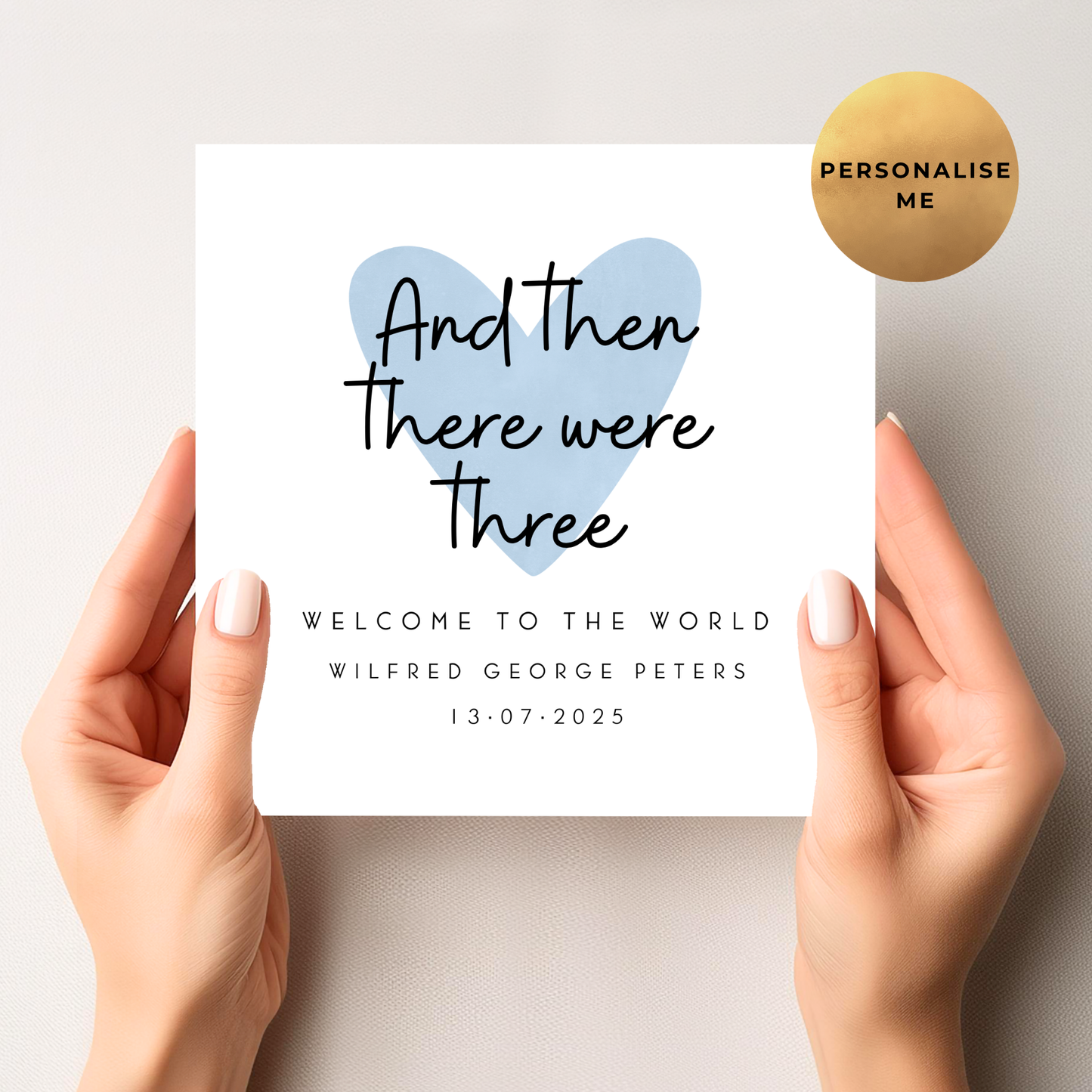 Then There Were Three New Baby Card For Little Boy