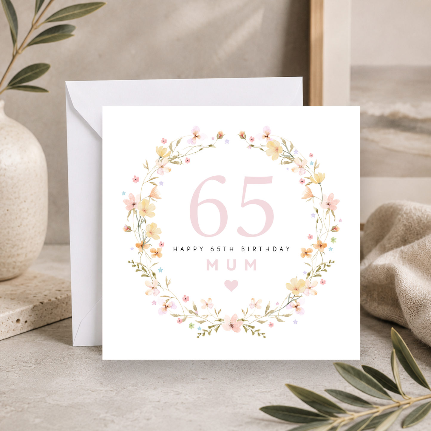 Floral 65th Birthday Card