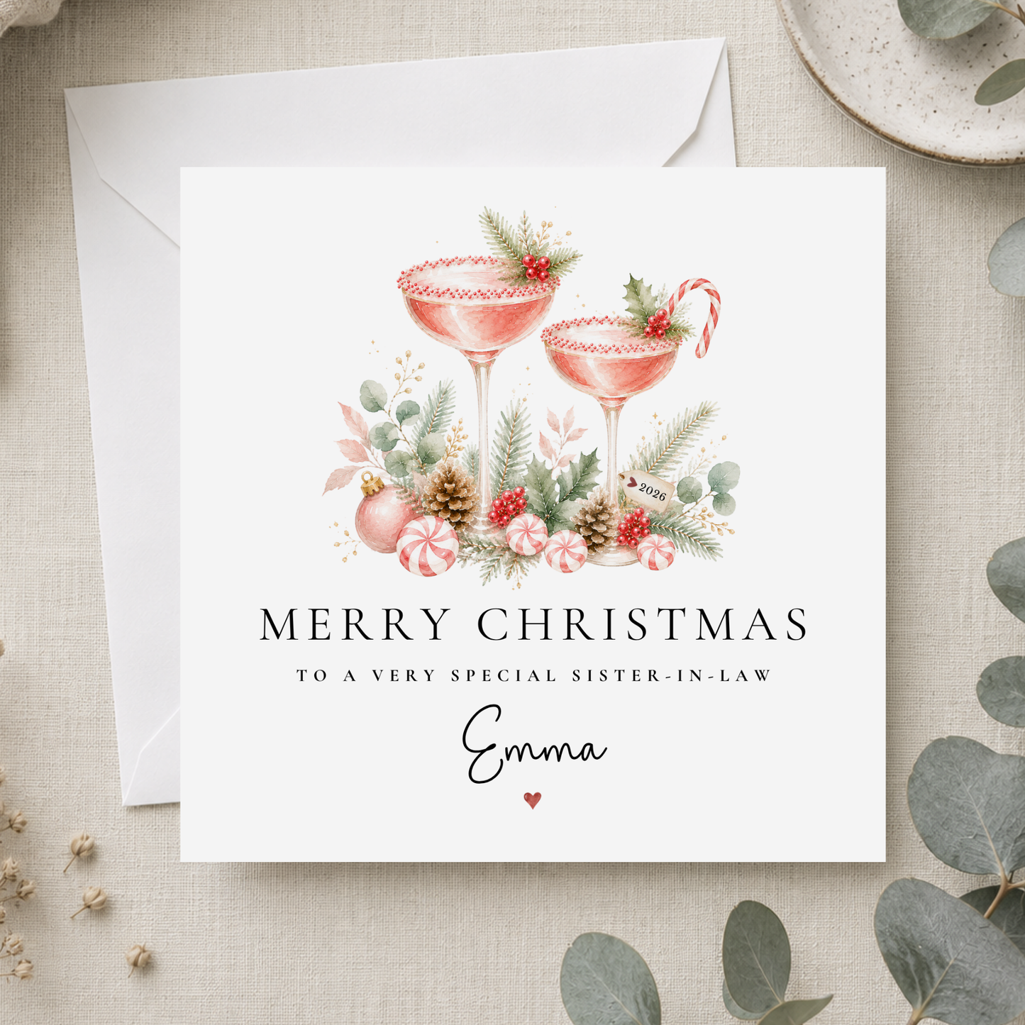 Sister-In-Law Cocktail Christmas Card