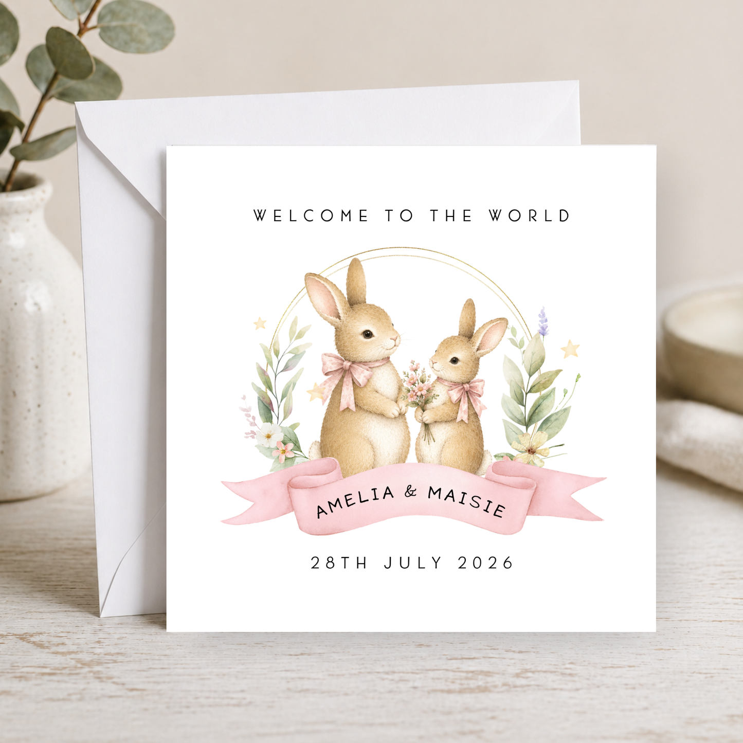 New Baby Card For Girl Twins