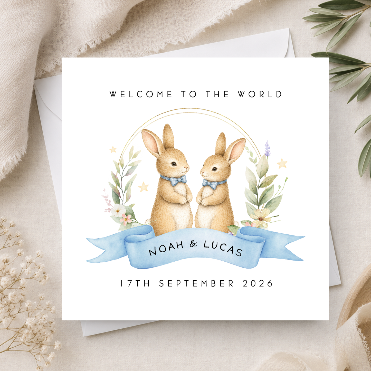 New Baby Card For Boy Twins