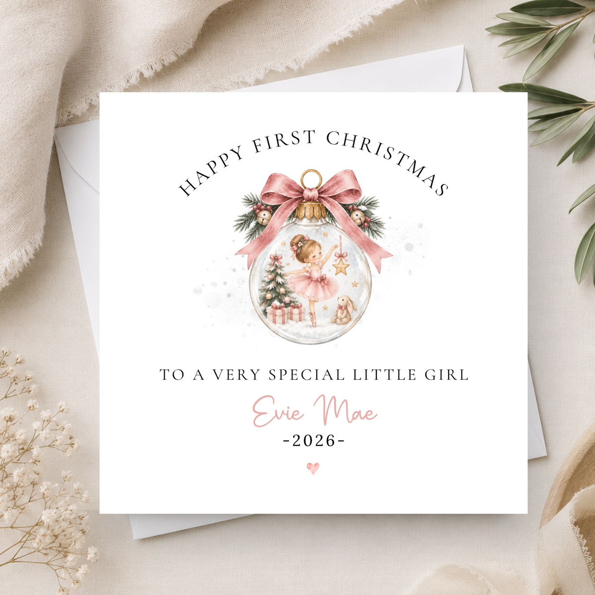 Ballerina First Christmas Card For Little Girl