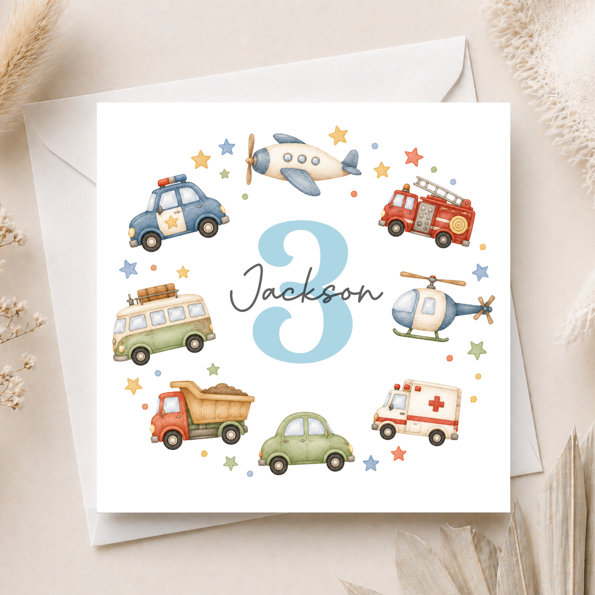 Vehicle 3rd Birthday Card