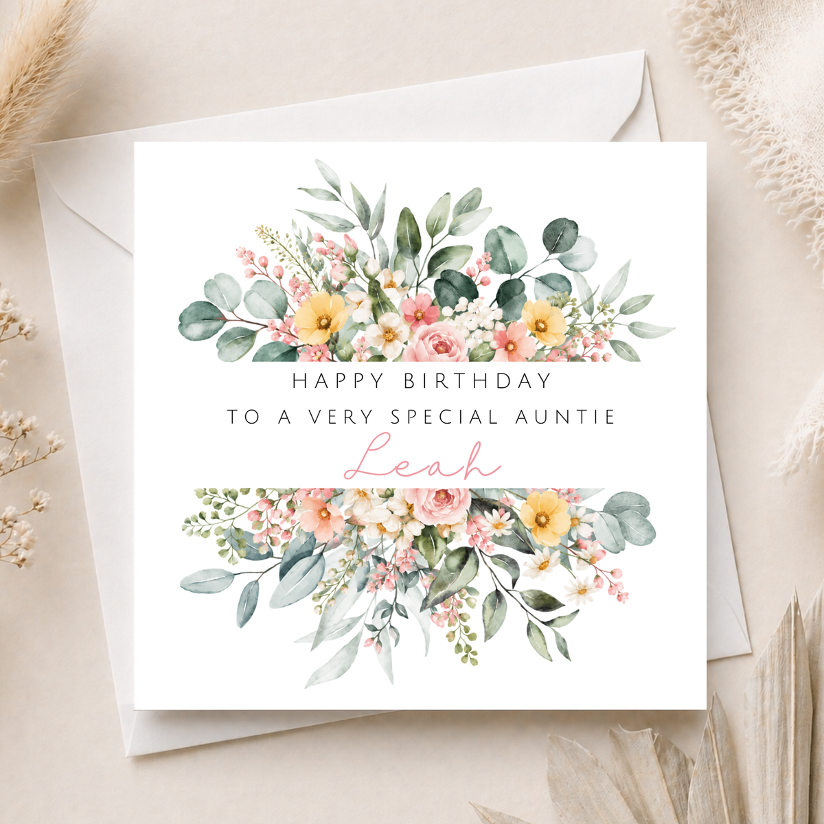 Floral Birthday Card For Auntie