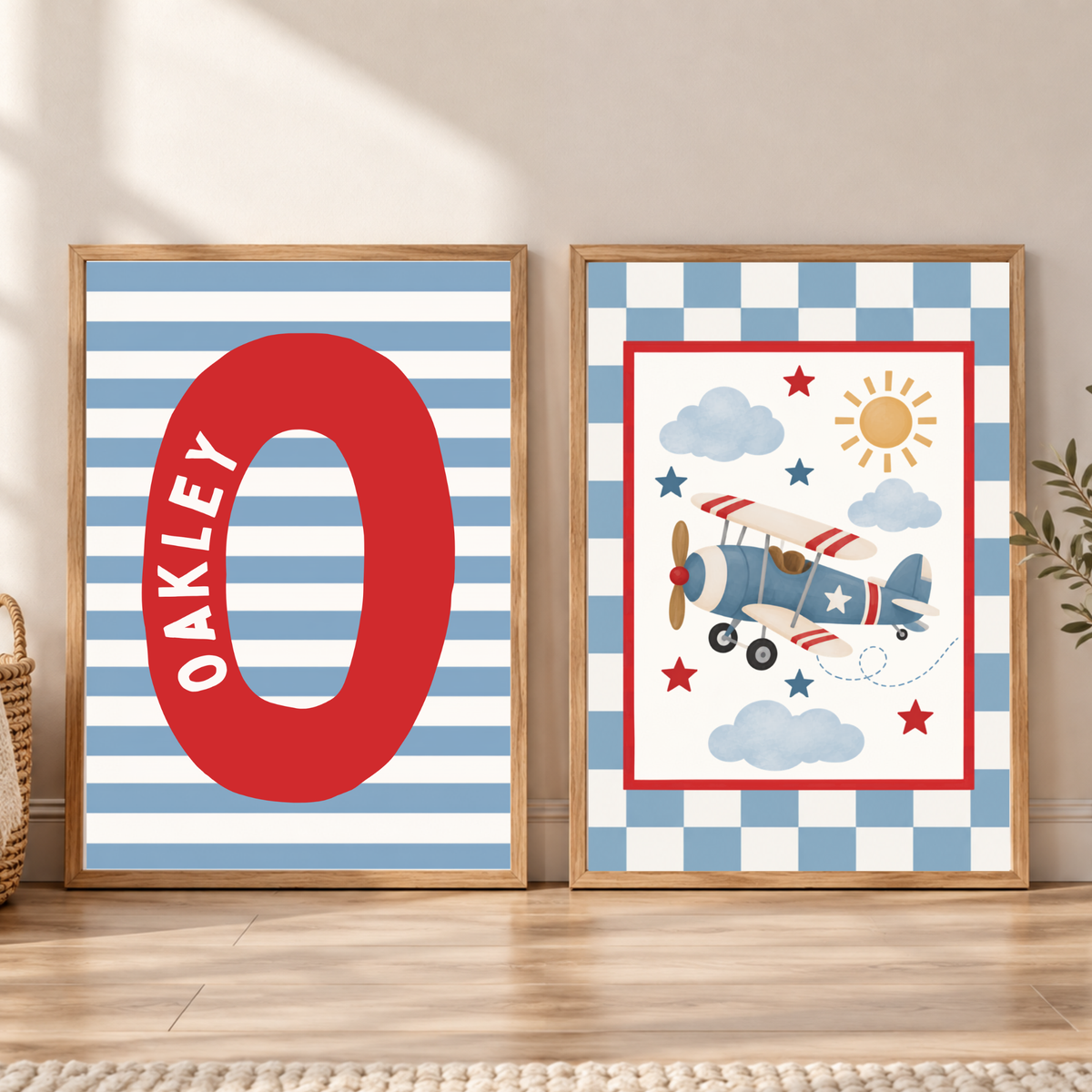 Airplane & Initial Nursery Prints