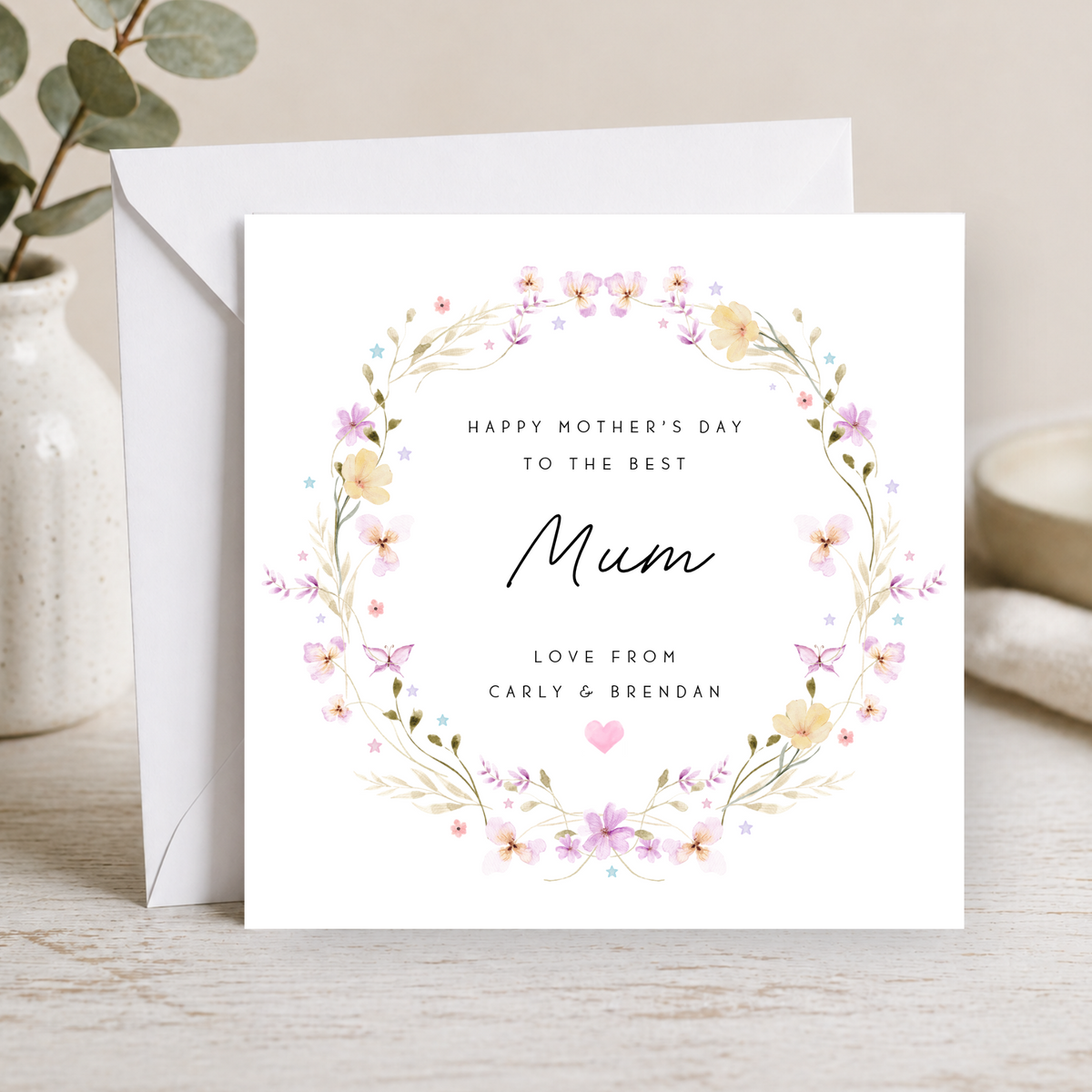 Cute Floral Mother's Day Card (Lilac) For Mum