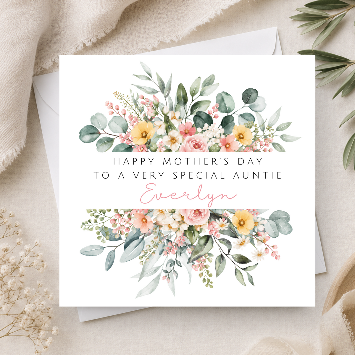 Floral Mother's Day Card For Auntie