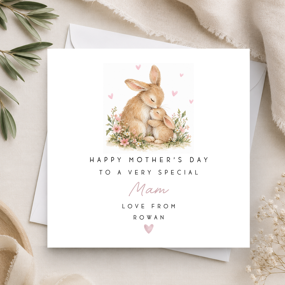 Bunny Rabbit Mother's Day Card For Mam