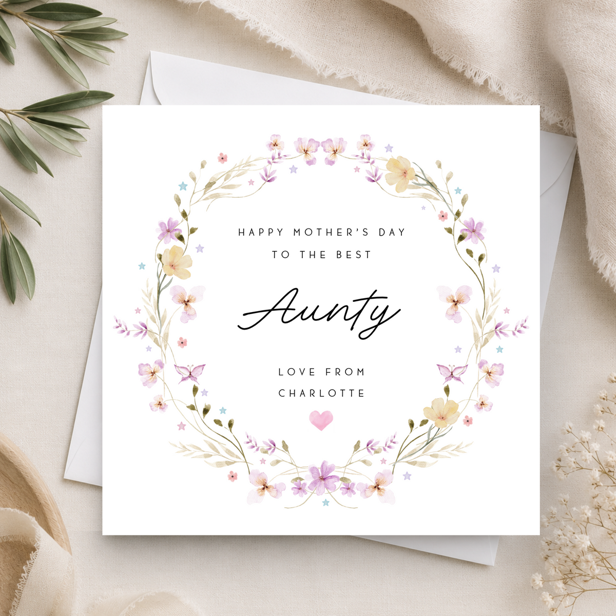 Floral Mother's Day Card For Aunty