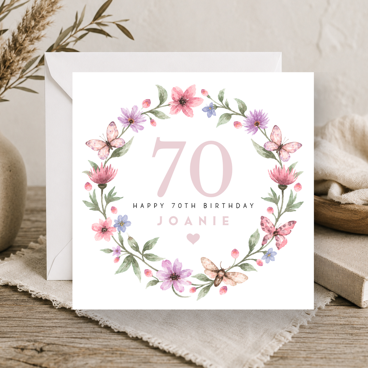 Floral 70th Birthday Card
