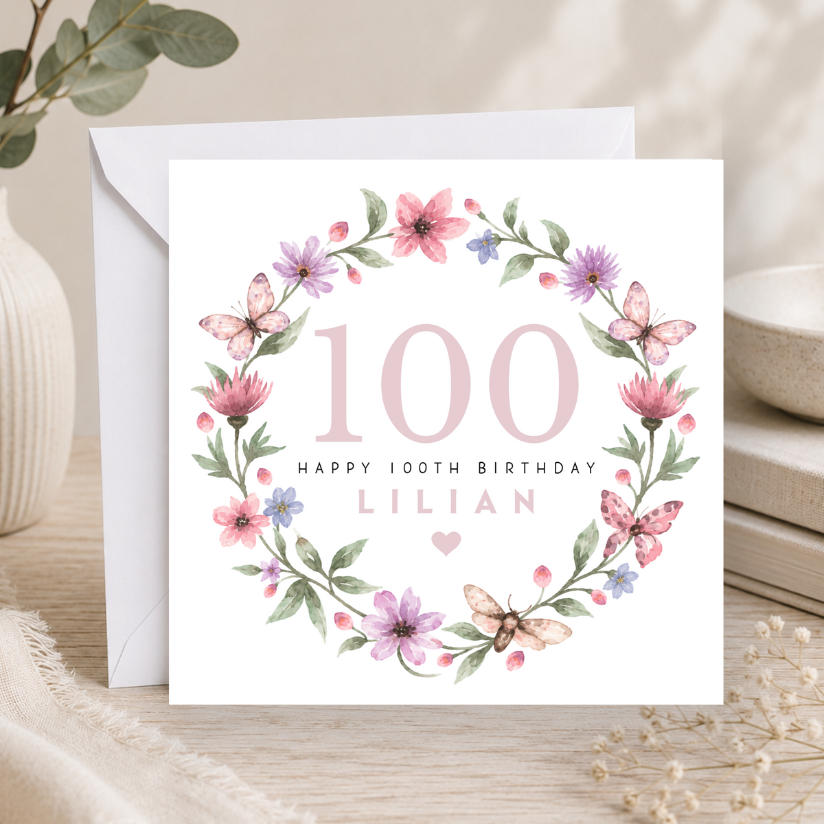 Floral 100th Birthday Card