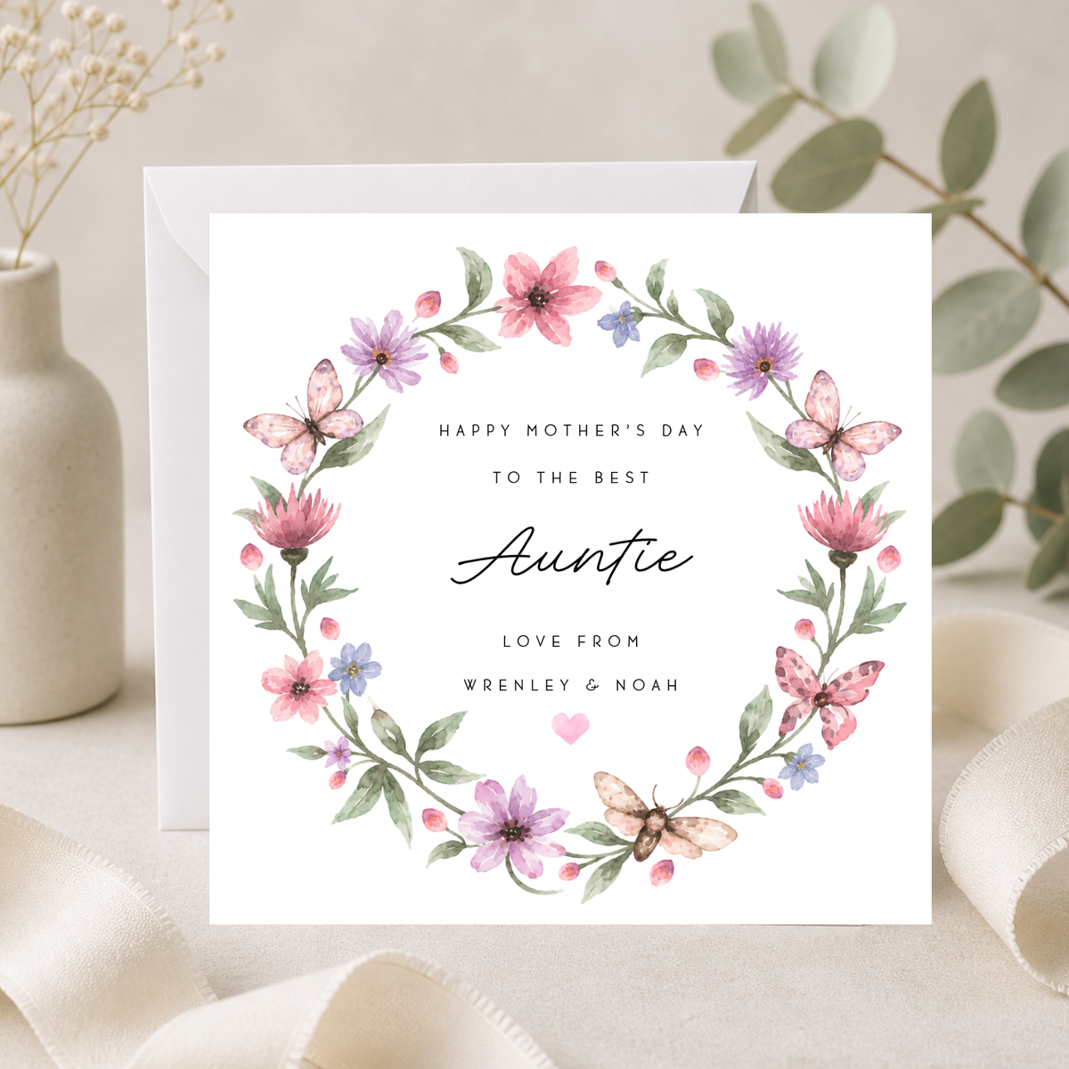 Floral Mother's Day Card For Auntie