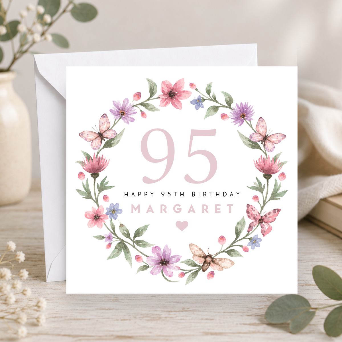 Floral 95th Birthday Card