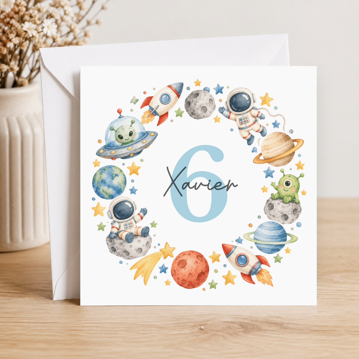 Space & Astronaut 6th Birthday Card