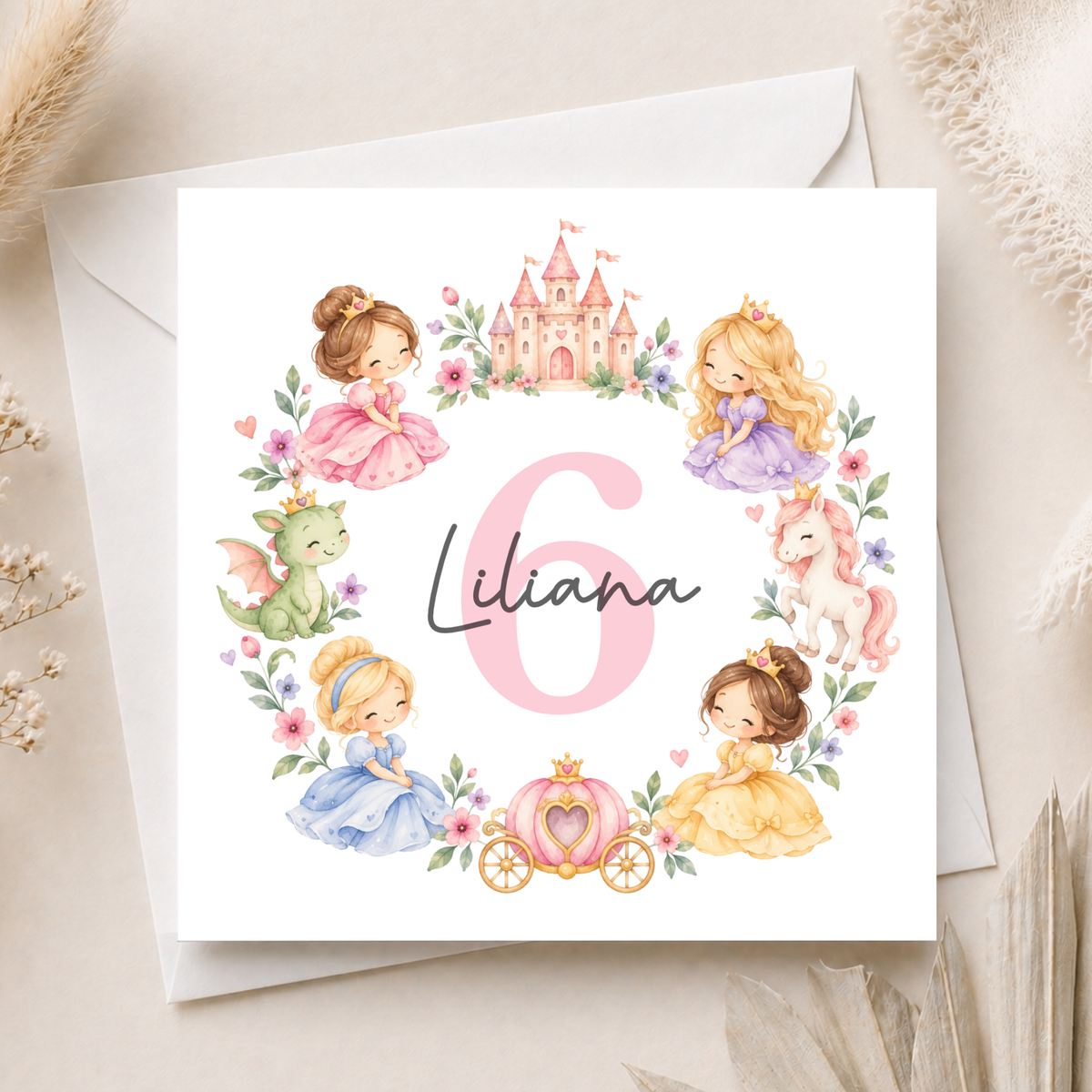 Princess 6th Birthday Card
