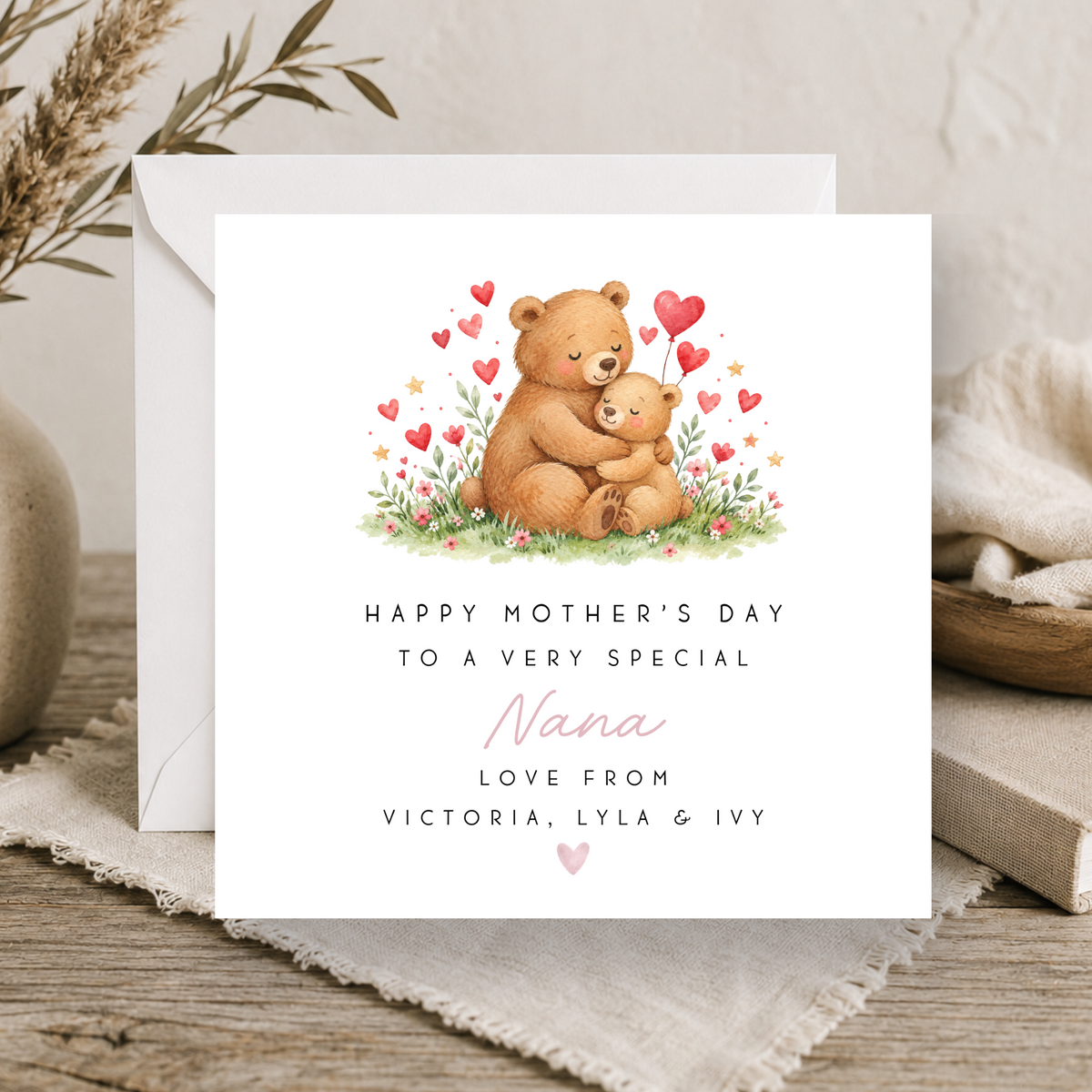 Teddy Bear Mother's Day Card For Nana