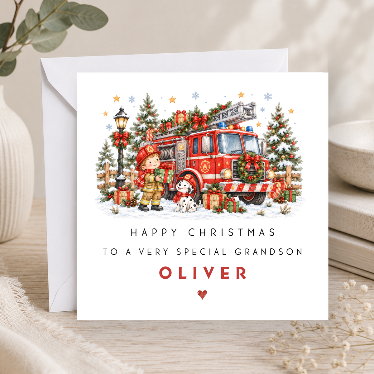 Fire Engine Christmas Card