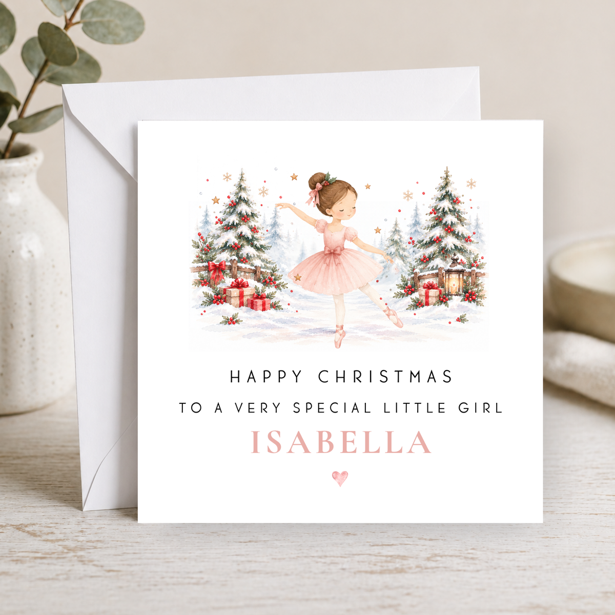 Ballerina Christmas Card For Little Girl