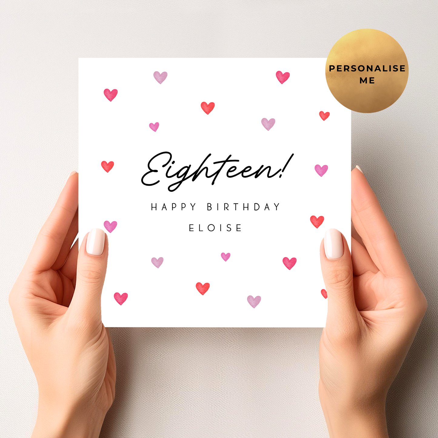 18th Love Hearts Birthday Card