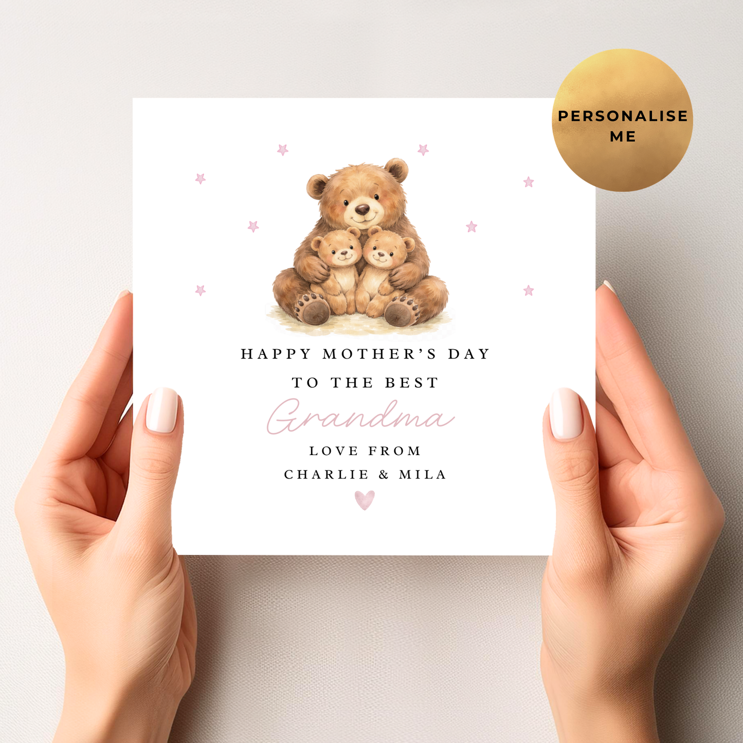Mama Bear Mother's Day Card (Two Cubs)