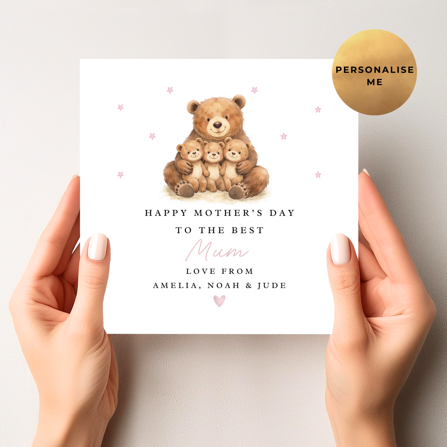 Mama Bear Mother's Day Card (Three Cubs)