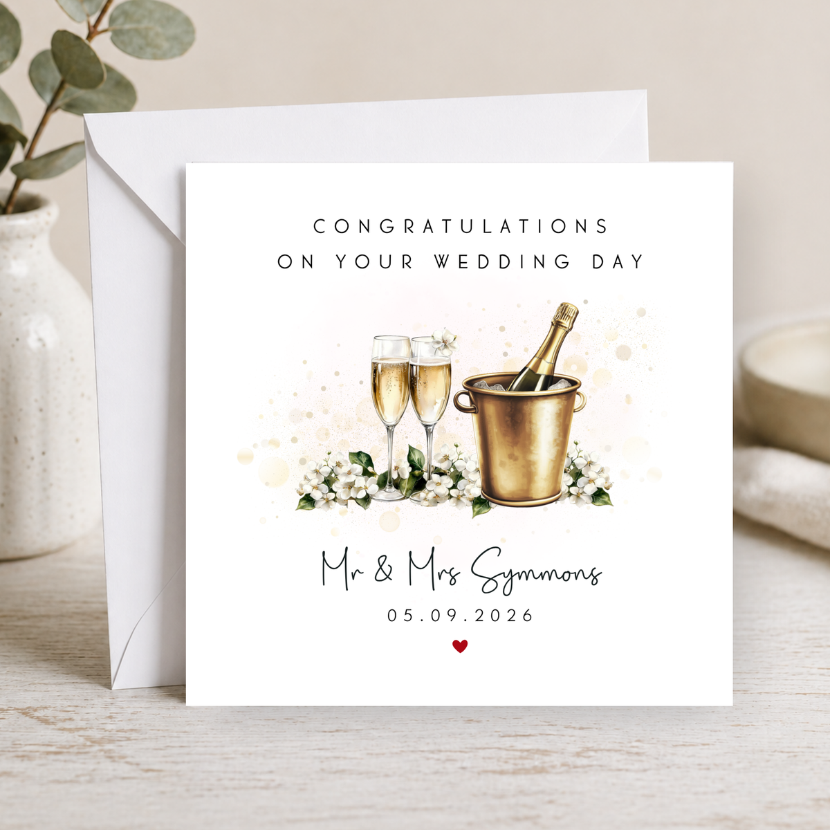 Gold Champagne Wedding Card