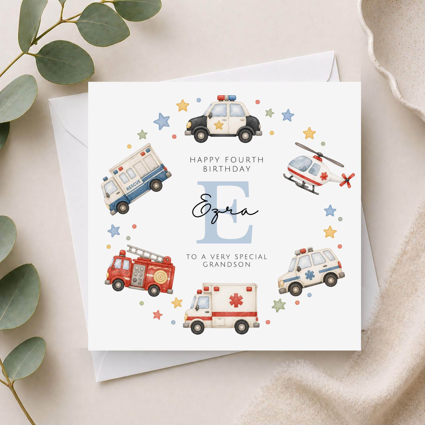 Emergency Vehicle Birthday Card