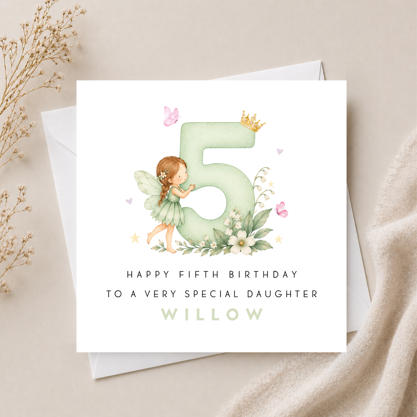 Fairy Fifth Birthday Card