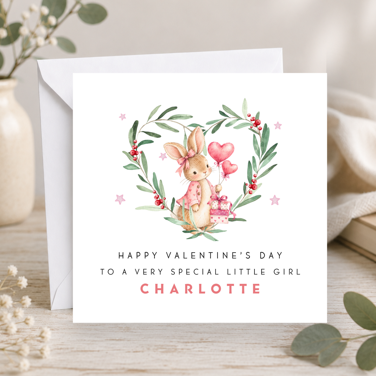 Bunny Rabbit Valentine's Day Card