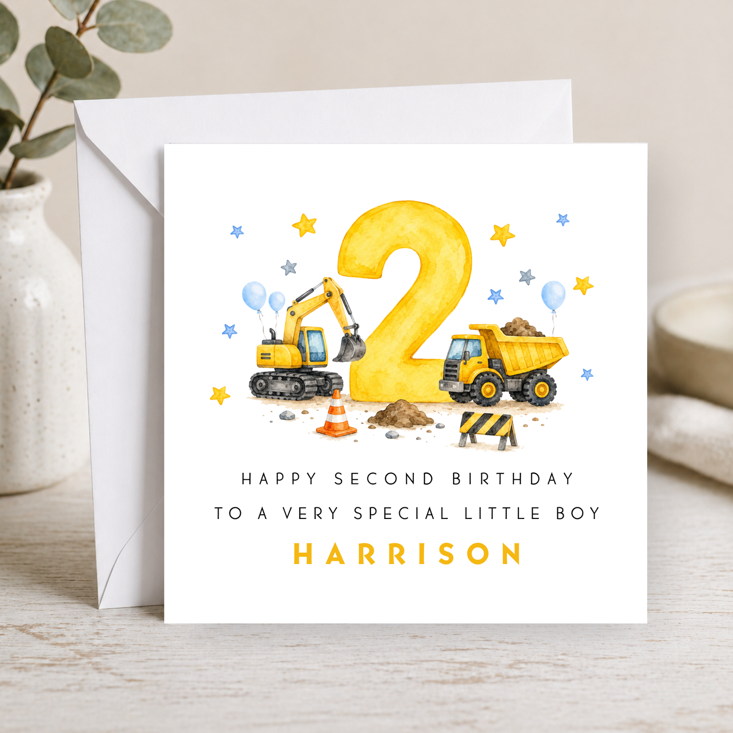 Construction 1st Birthday Card