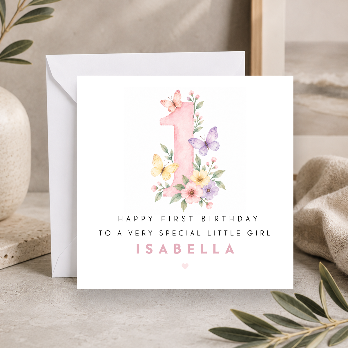 Butterfly First Birthday Card