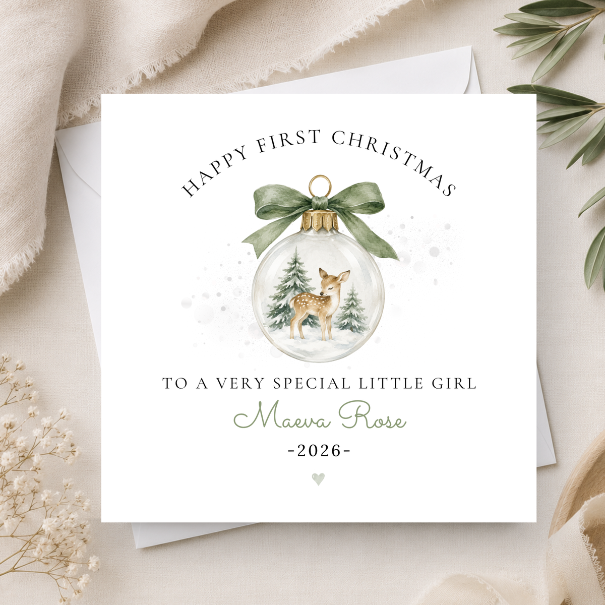 First Christmas Card For Little Girl