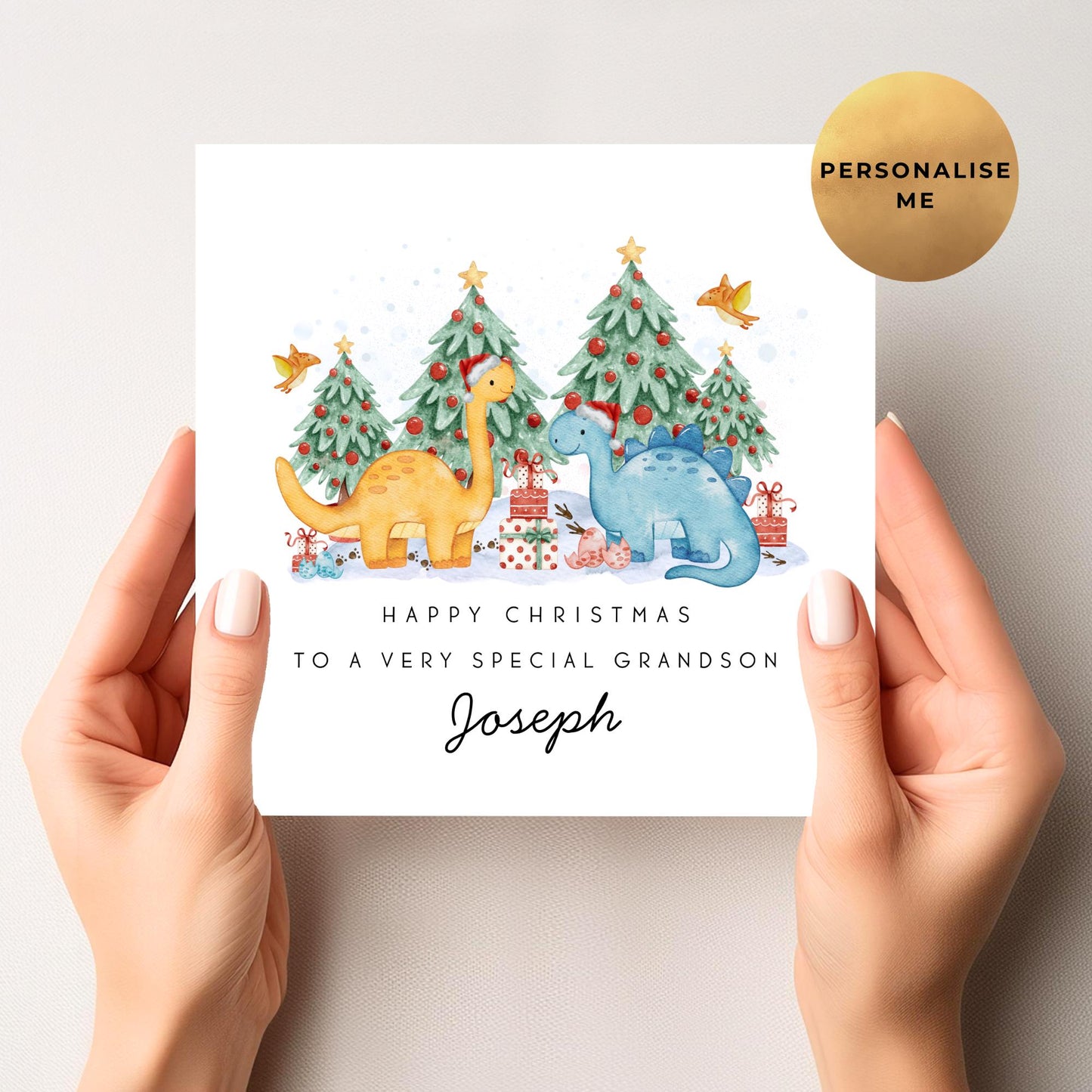 Dinosaur Christmas Card For Little Boy