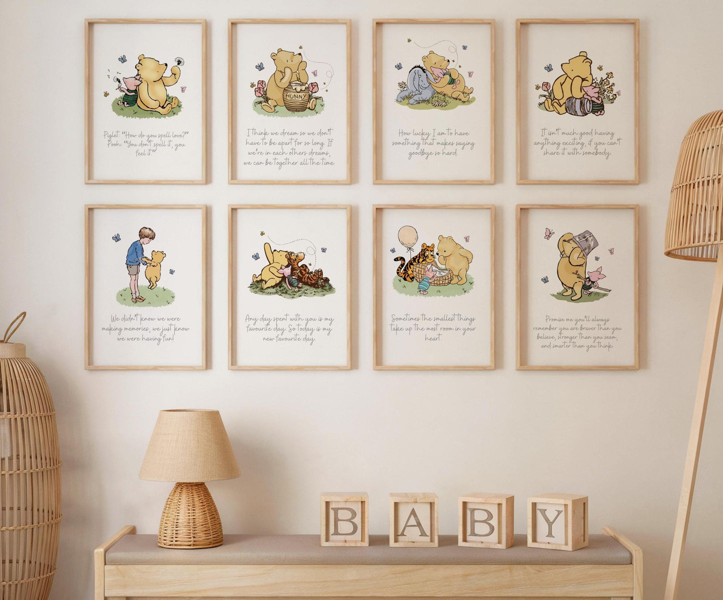 8x Winnie the Pooh Nursery Prints