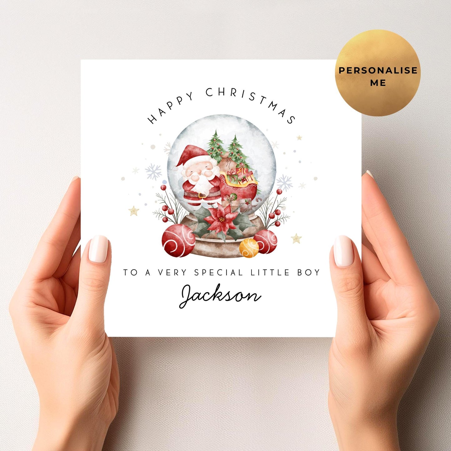 Santa Snow Globe Christmas Card