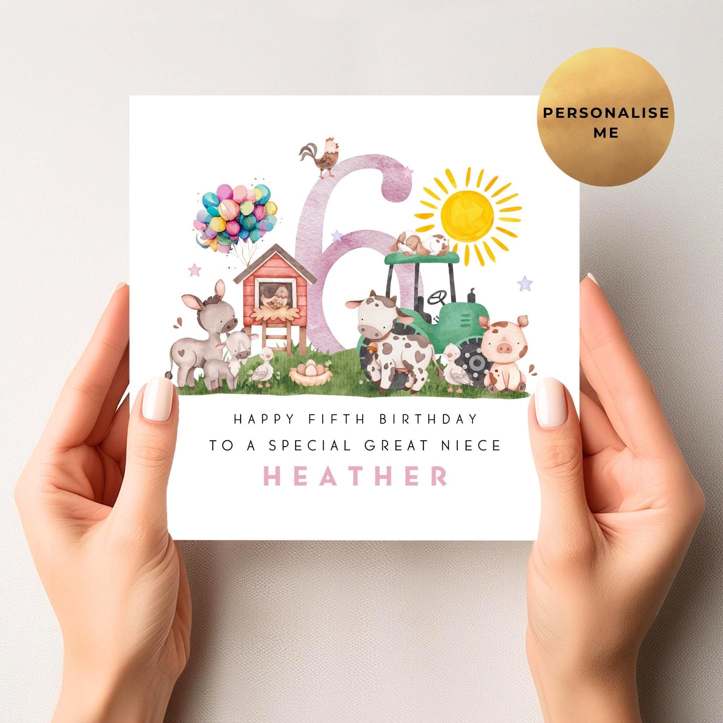 Farm Yard Birthday Card For Little Girl