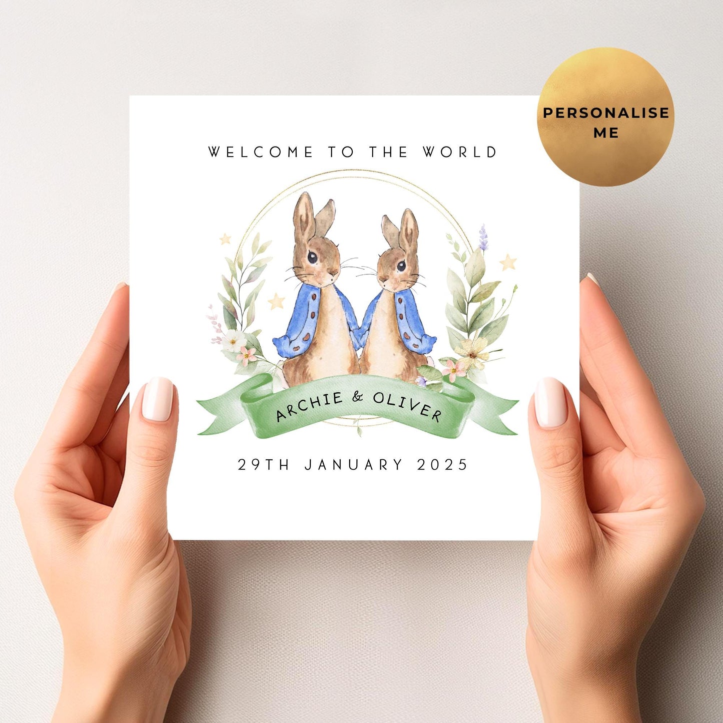 New Baby Card For Twin Boys